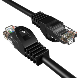 Cat5E 100FT Network Ethernet Patch Cable, 350Mhz Internet Wire, Compatible with PC, Laptop, Modem, Router, Tvs, Printer Cord, Consoles for Home and Office, Black