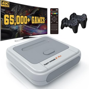 Retro Game Console 256GB, Super Console X PRO Built-In 65,000+ Games, Video Game Console Systems for 4K TV HD/AV Output, Dual Systems (256G)